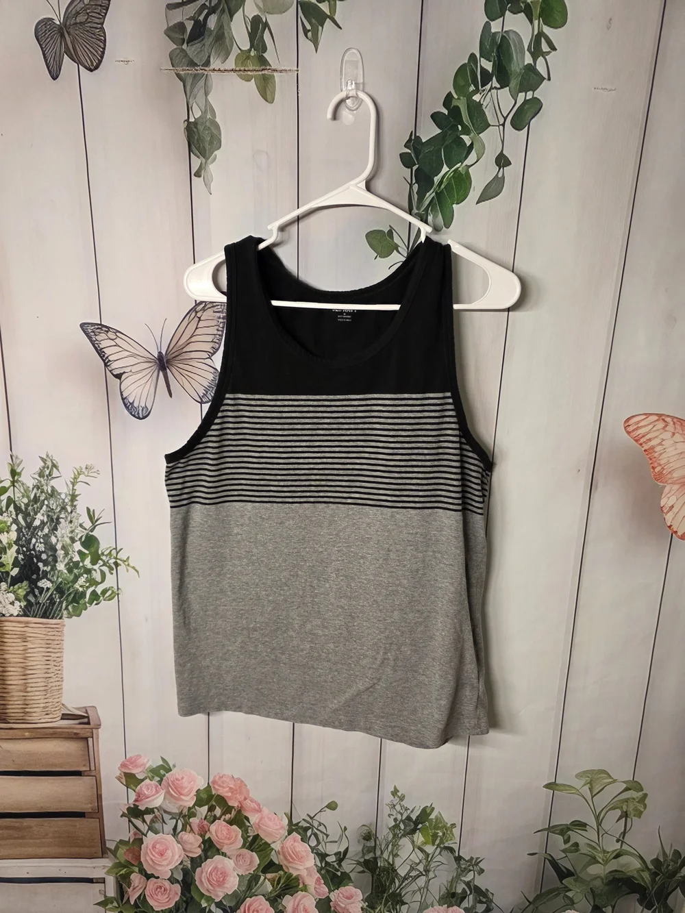 Bundle Of 3 Tank Tops Black Sleeveless Muscle Tee with White Logo